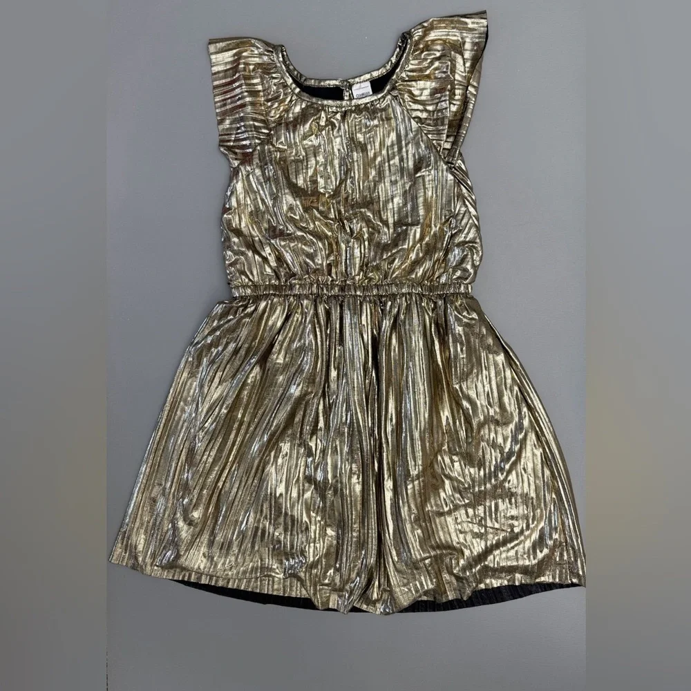 OshKosh B’gosh Girls Gold Metallic Pleated Party Dress Size 8